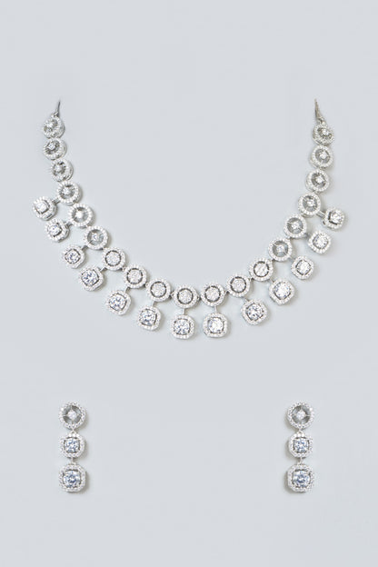 White Finish Zircon Necklace Set