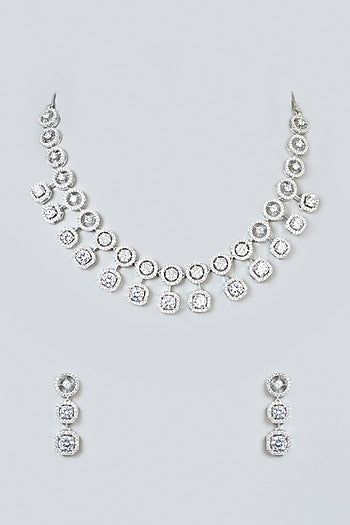 White Finish Zircon Necklace Set