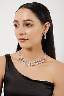 White Finish Zircon Necklace Set