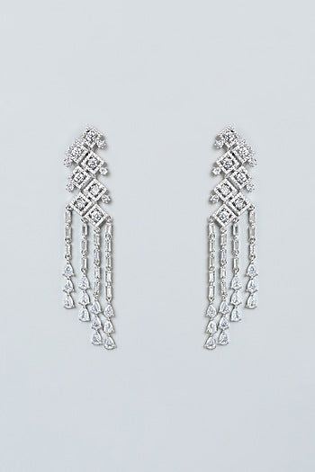 White Finish Zircon Dangler Earrings