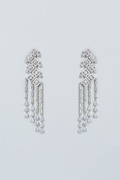 White Finish Zircon Dangler Earrings