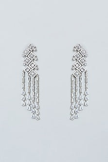 White Finish Zircon Dangler Earrings