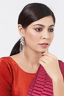 White Finish Zircon Dangler Earrings
