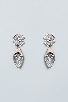 Two-Tone Finish Zircon Dangler Earrings