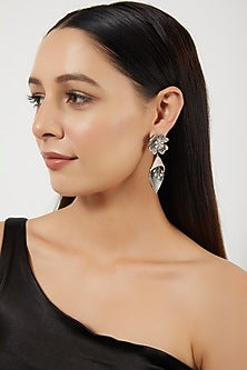 Two-Tone Finish Zircon Dangler Earrings