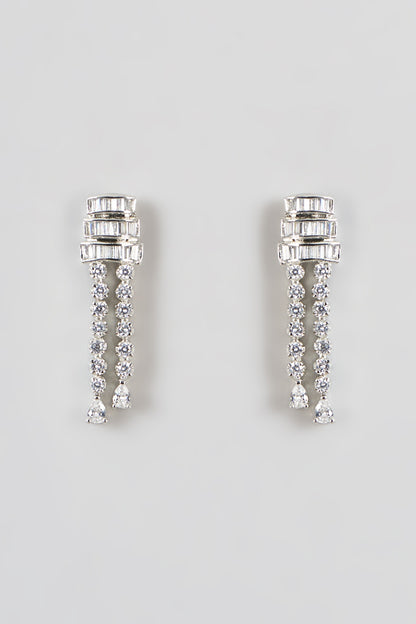 White Finish Zircon Layered Necklace Set