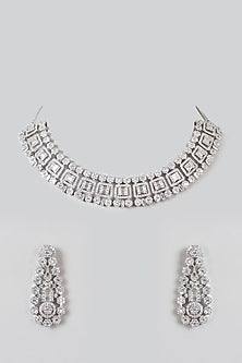 White Finish Zircon Necklace Set