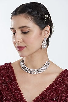 White Finish Zircon Necklace Set