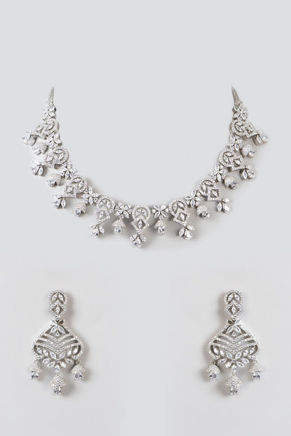 White Finish Zircon Necklace Set