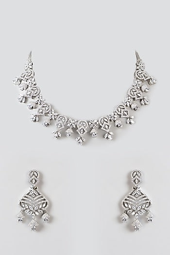 White Finish Zircon Necklace Set