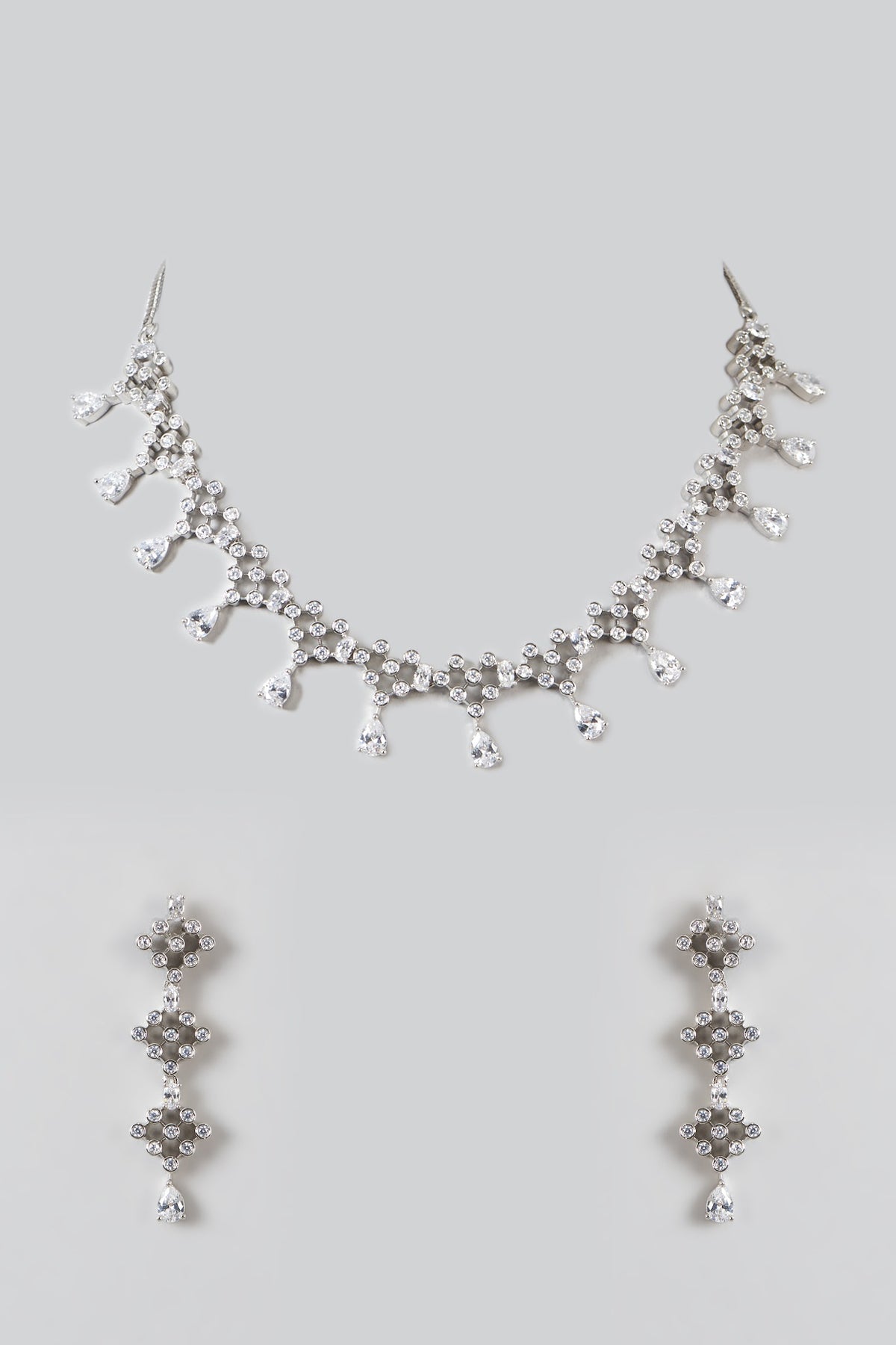 White Finish Zircon Necklace Set