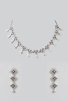 White Finish Zircon Necklace Set