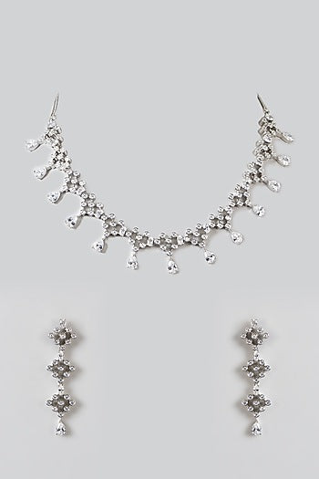 White Finish Zircon Necklace Set