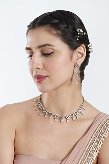 White Finish Zircon Necklace Set