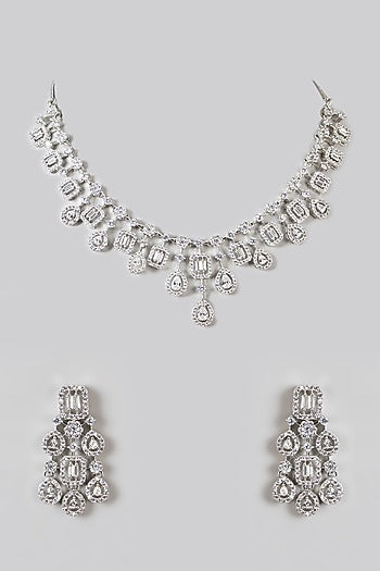 White Finish Zircon Necklace Set