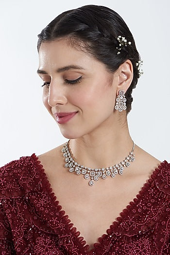 White Finish Zircon Necklace Set