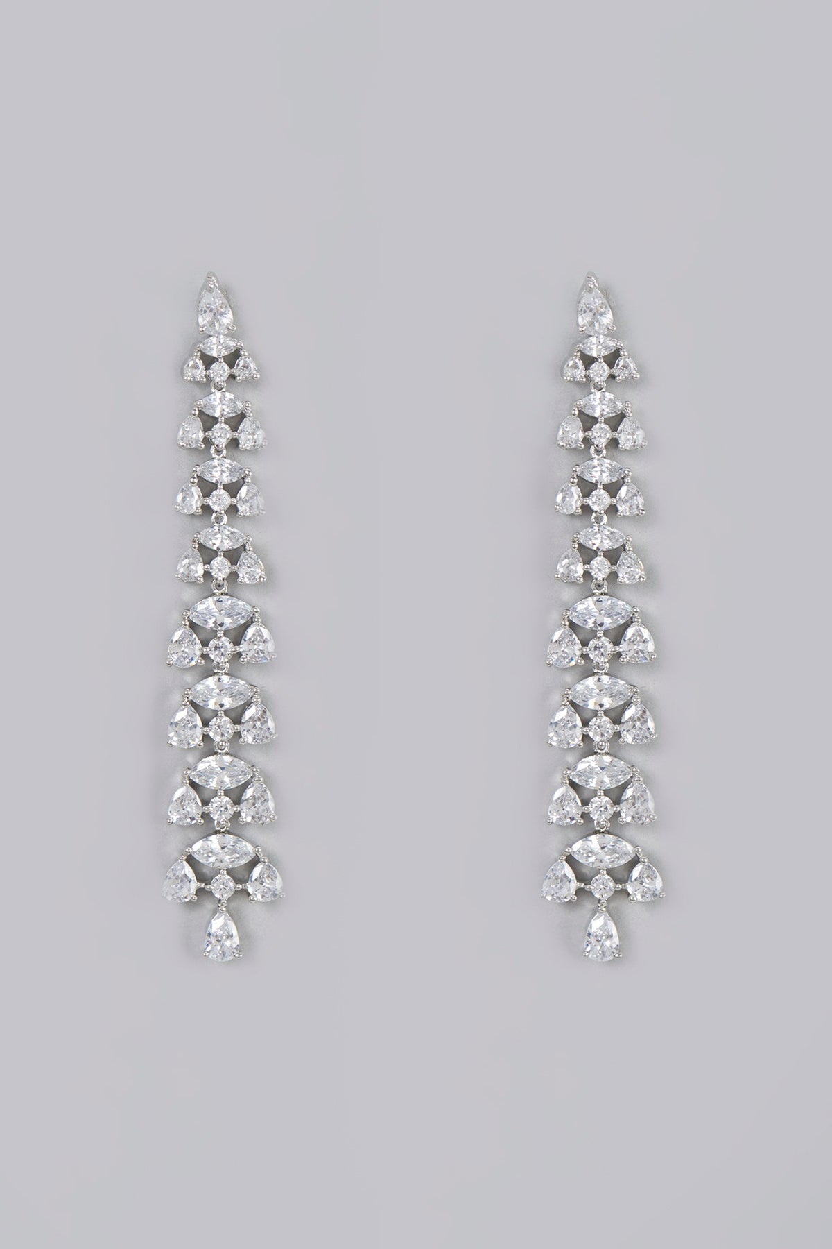 White Finish Zircon Dangler Earrings