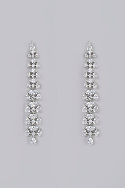 White Finish Zircon Dangler Earrings