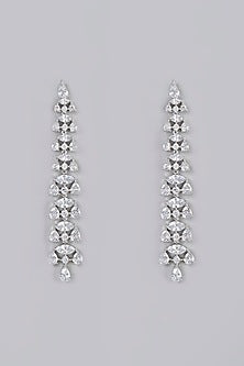 White Finish Zircon Dangler Earrings