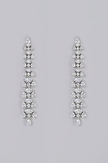 White Finish Zircon Dangler Earrings
