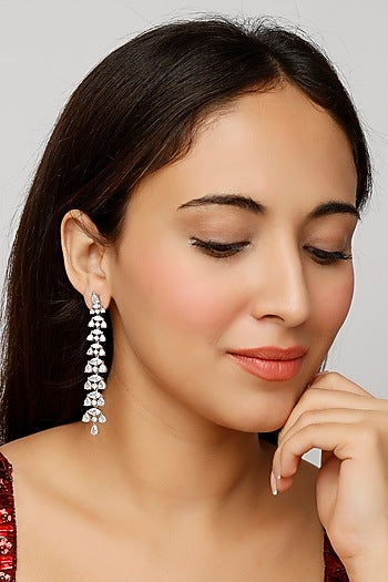 White Finish Zircon Dangler Earrings