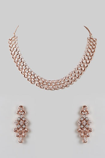 Rose Gold Finish Zircon Necklace Set