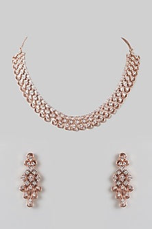 Rose Gold Finish Zircon Necklace Set