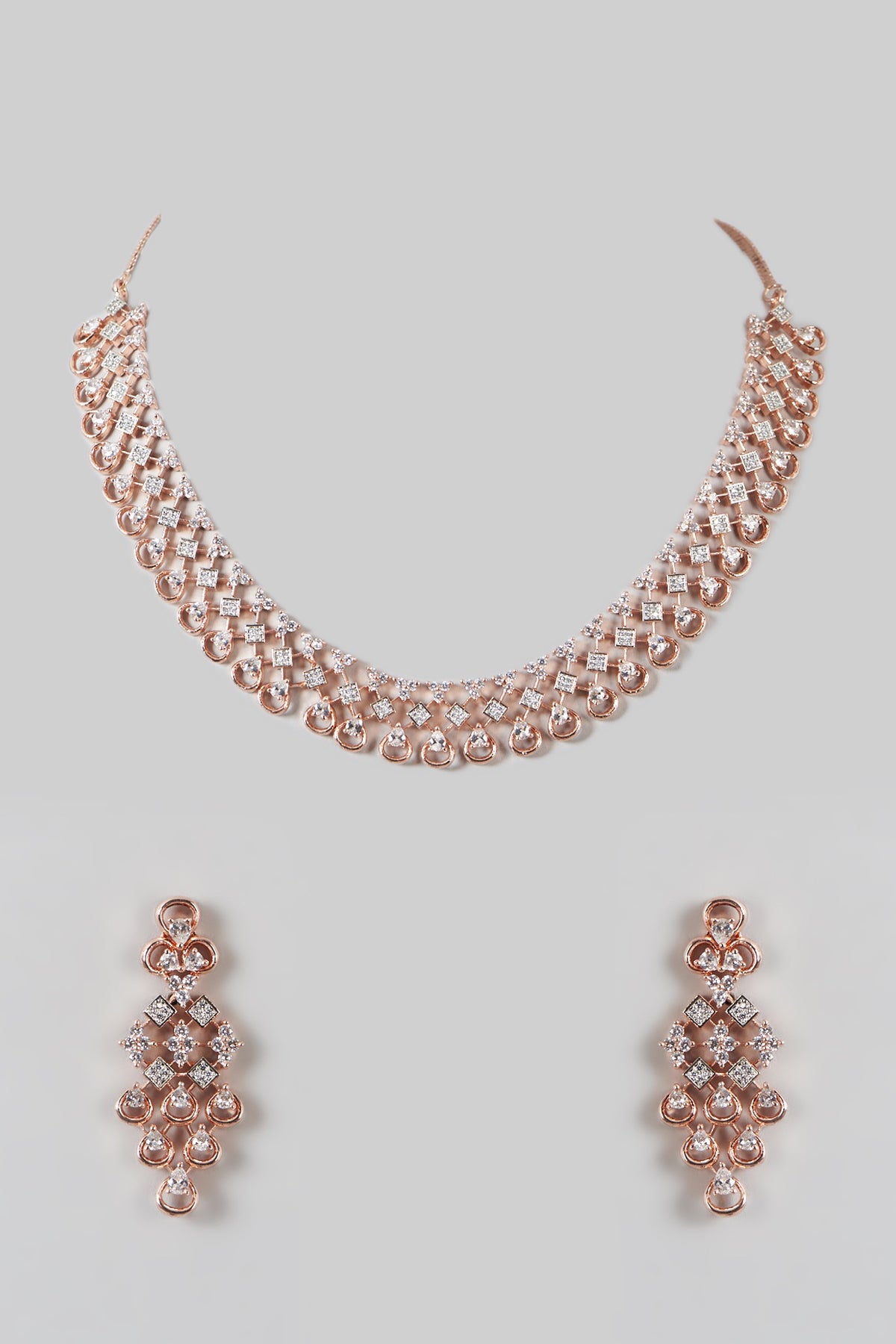 Rose Gold Finish Zircon Necklace Set