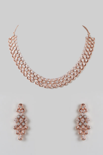 Rose Gold Finish Zircon Necklace Set