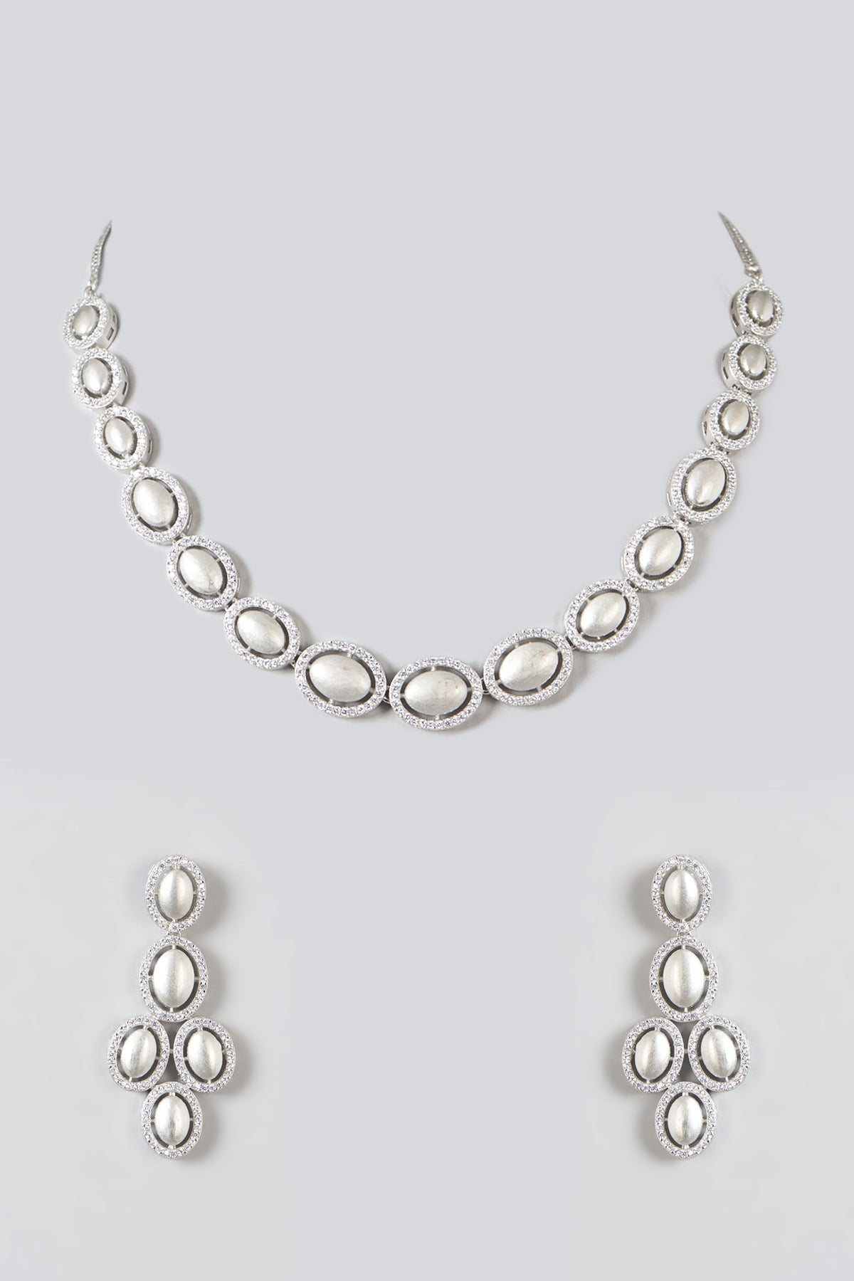 White Finish Zircon Necklace Set