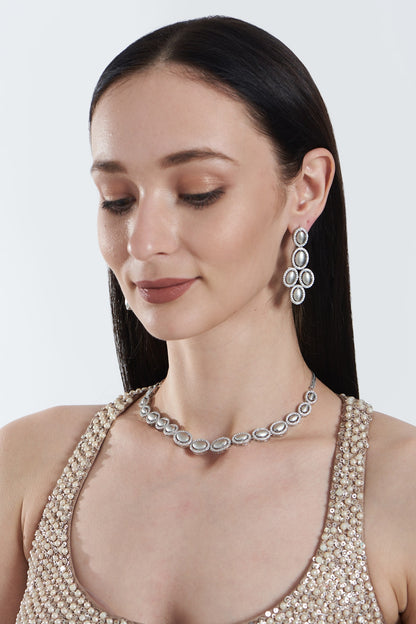 White Finish Zircon Necklace Set