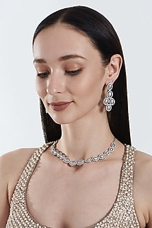 White Finish Zircon Necklace Set