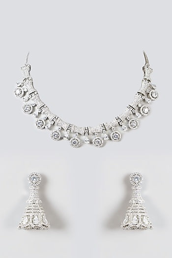 White Finish Zircon Necklace Set