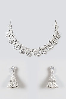 White Finish Zircon Necklace Set