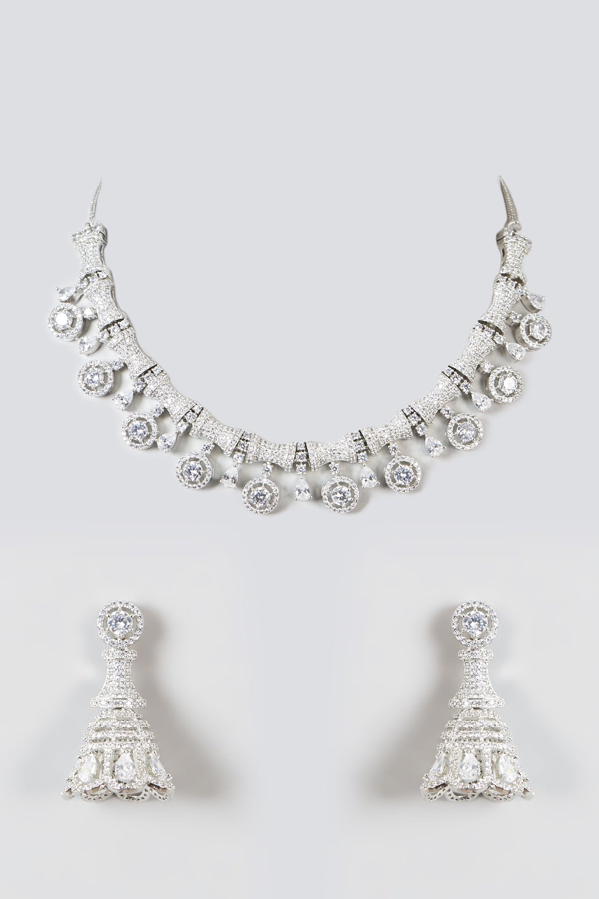 White Finish Zircon Necklace Set