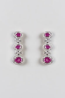 White Finish Zircon & Ruby Necklace Set
