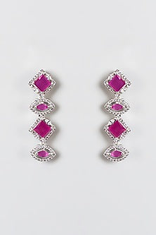White Finish Zircon & Ruby Necklace Set