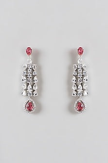 White Finish Zircon & Ruby Necklace Set
