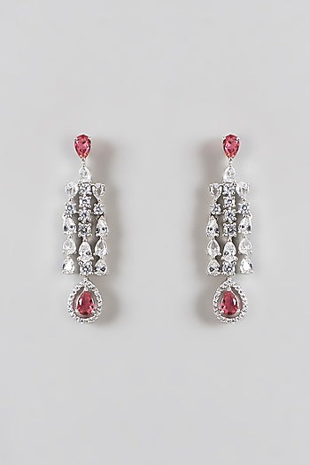 White Finish Zircon & Ruby Necklace Set