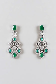 White Finish Zircon & Emerald Necklace Set