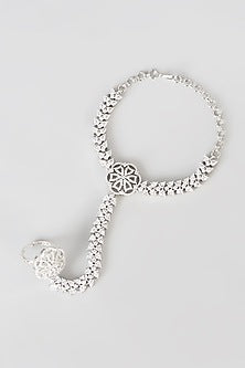 White Finish Zircon Hathphool (Set of 2)