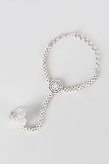 White Finish Zircon Hathphool (Set of 2)