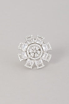White Finish Zircon Ring