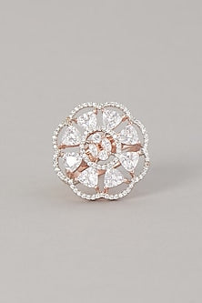 Rose Gold Finish Zircons Ring
