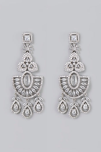 White Finish Zircon Dangler Earrings