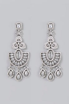 White Finish Zircon Dangler Earrings