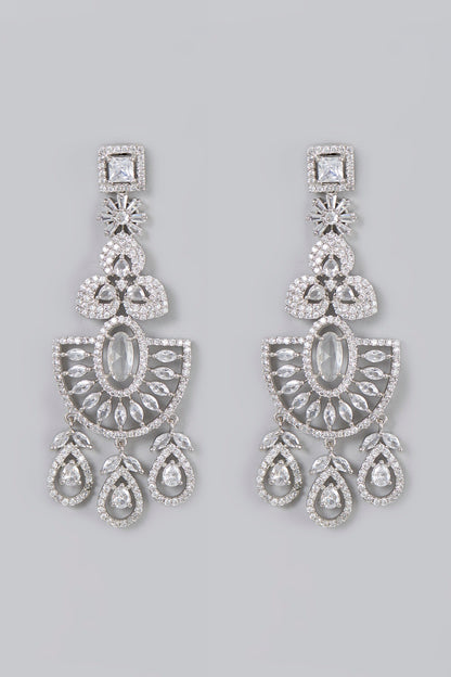 White Finish Zircon Dangler Earrings