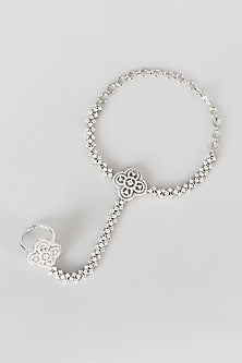 White Finish Zircon Hathphool (Set of 2)