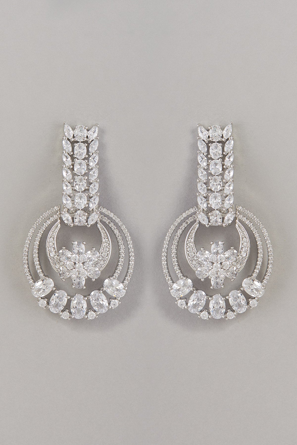 White Finish Zircon Dangler Earrings
