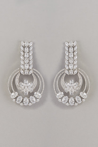 White Finish Zircon Dangler Earrings